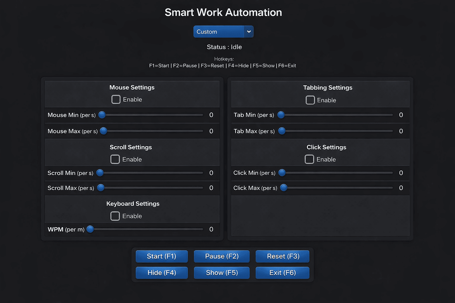 interface SmartWork simulation activité humaine PC